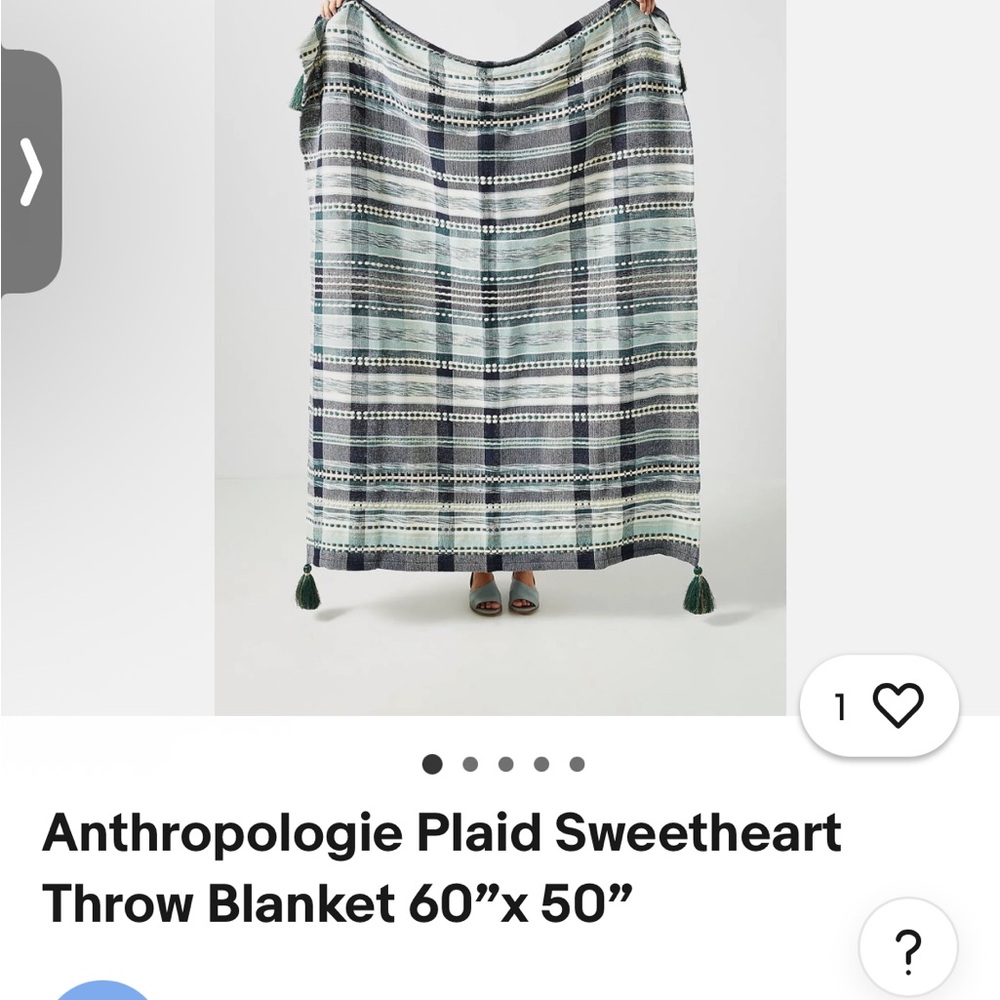 Lightly used Anthropologie Plaid Sweetheart Throw Blanket